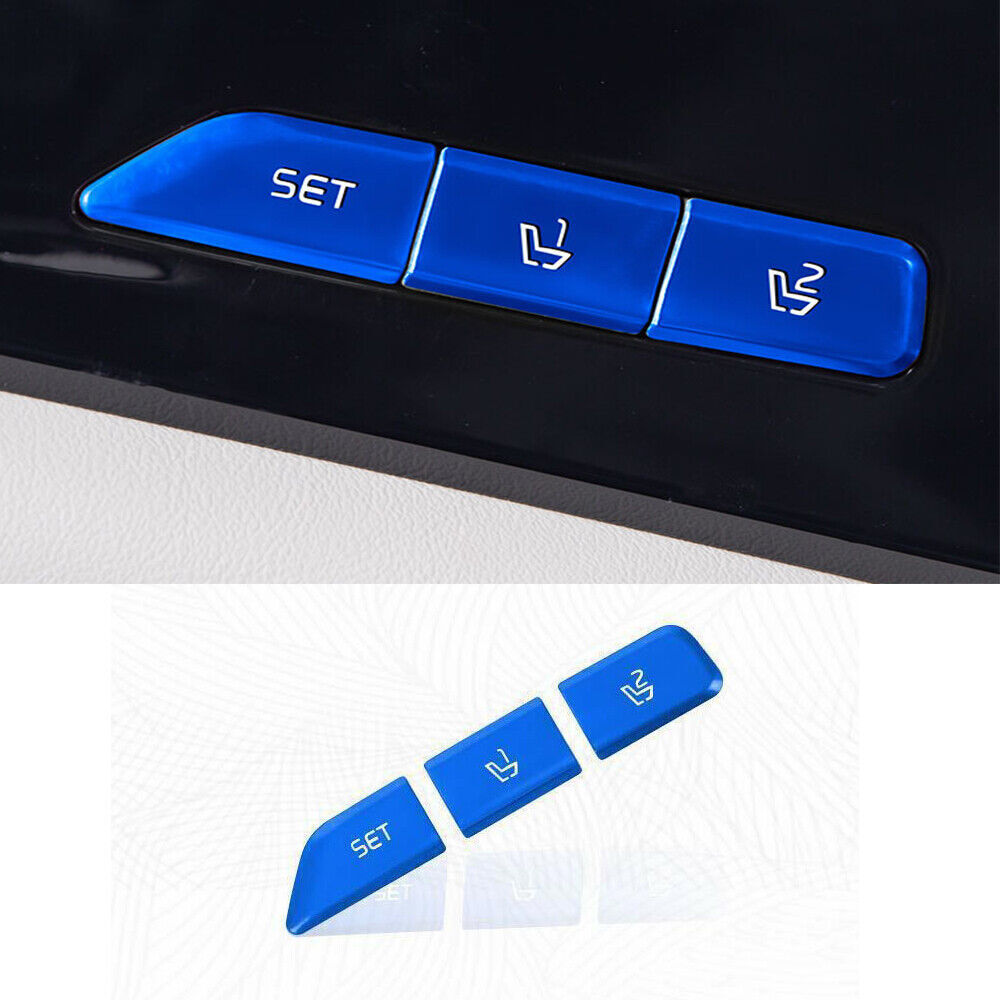 Blue Aluminum Memory Seat Button Switch Cover Trim For Kia Carnival 2022-2023