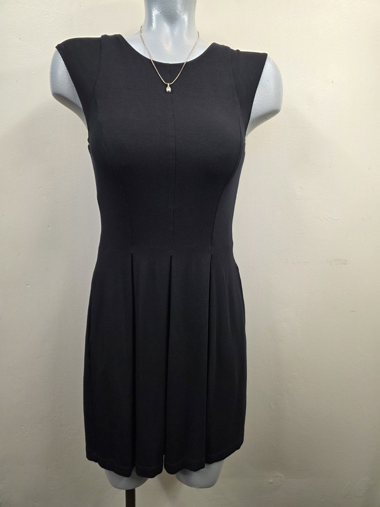 Tart Woman's Pintuck Fit and Flare Dress Sleeveless Black Size Small