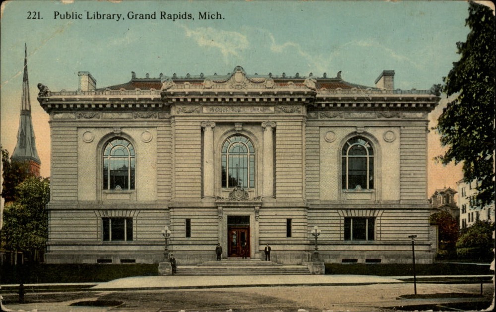 Michigan Grand Rapids Public Library ~ c1910 vintage postcard sku633