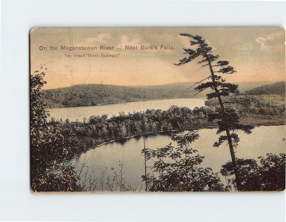 Postcard On the Maganetawan River near Burk's Falls Ontario Canada