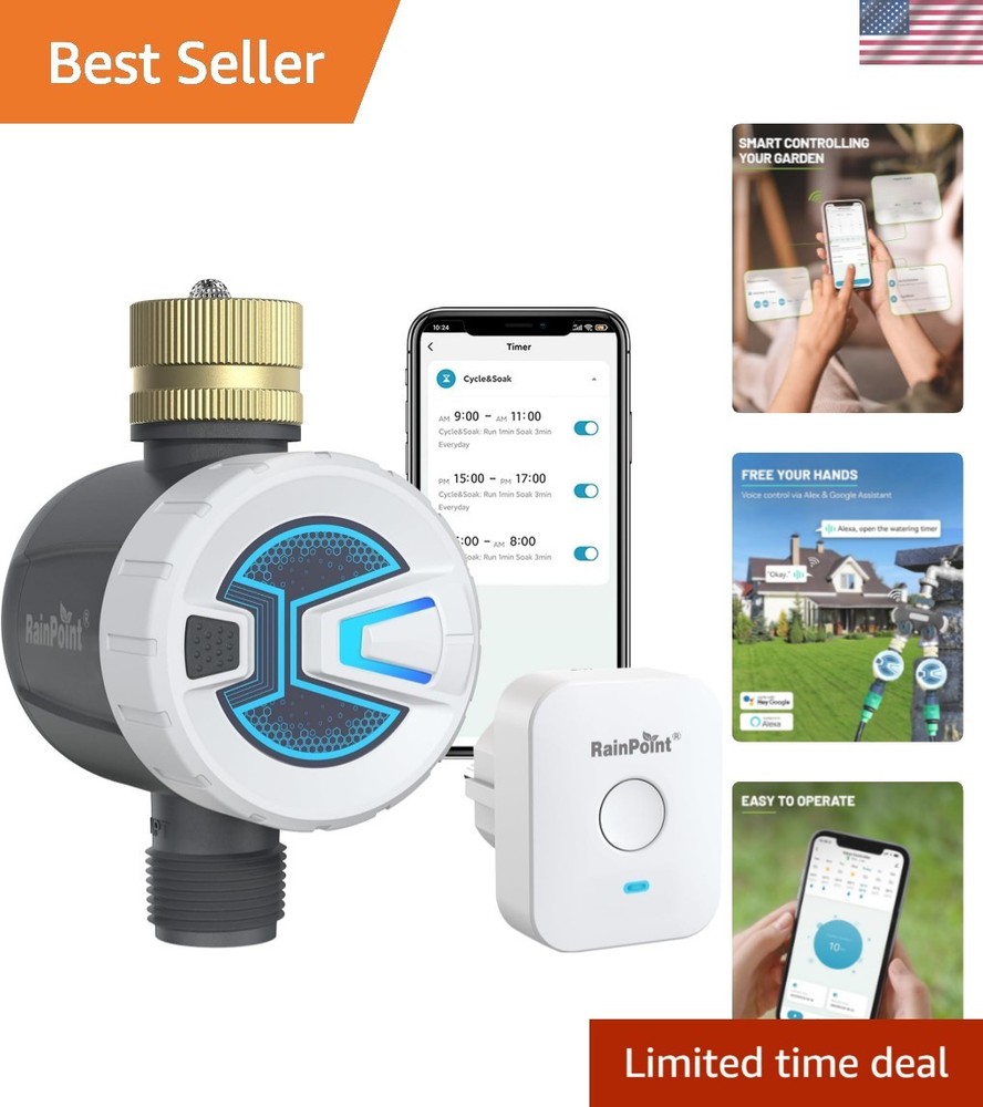 Compact WiFi Water Timer for Garden Hose - Remote Control & Rain Delay Options