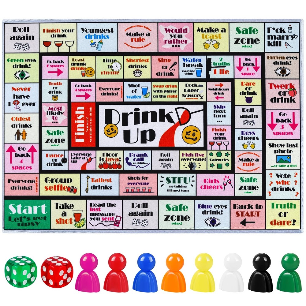 Fofeadm Drinking Board Games for Adults, Rubber Mat Drinking Board Game, Funny P