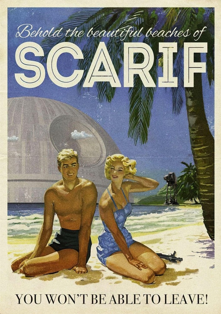 SCARIF Vacation Beach Death Star Planet Star Wars Travel Vintage Poster No Frame