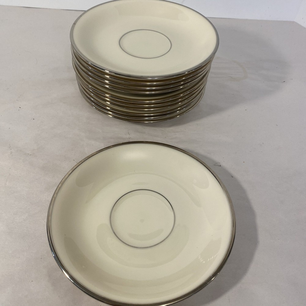 Lenox Montclair SET OF 11 Saucers Plates Ivory/Platinum Trim