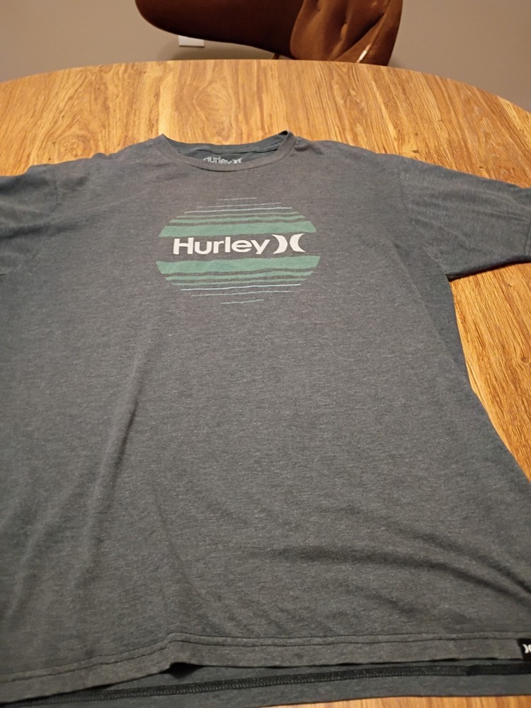 Hurley Gray Graphic Logo T-Shirt Men’s L Regular Short Sleeve Crew Neck Knit