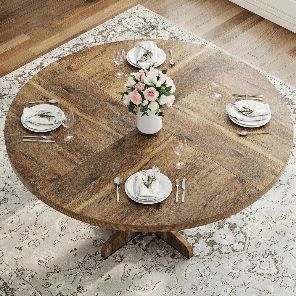 Round Dining Kitchen Dinner Table for 4-6 People for Dining Room Living Room