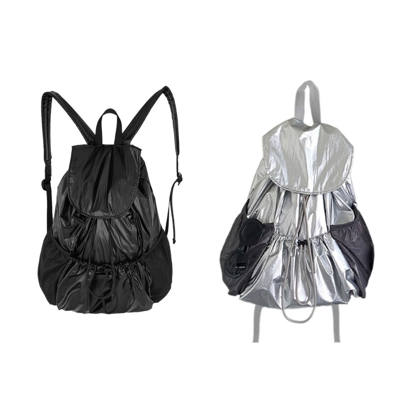 Ruched Student Backpack School Bag for Outdoor Activities and Commuting