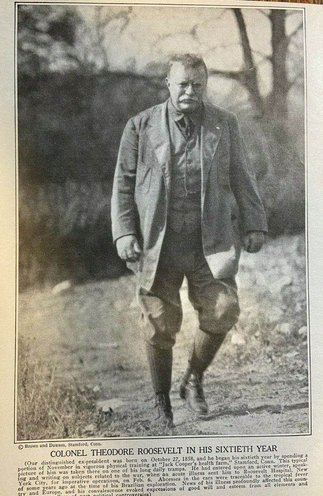 1918 Vintage Magazine Illustration Colonel Theodore Roosevelt at Age Sixty