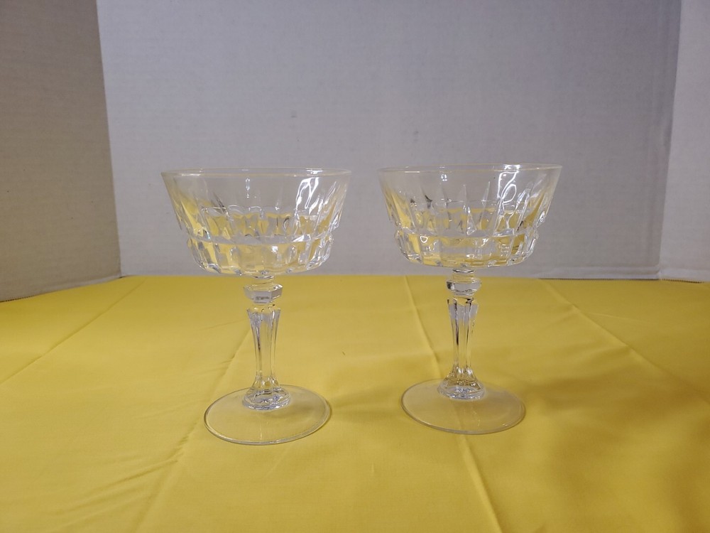 Set of 2 Cris D'Arques Durand Crystal Chantelle Champagne Tall Sherbet Glasses, Elegant Stemware for Special Occasions