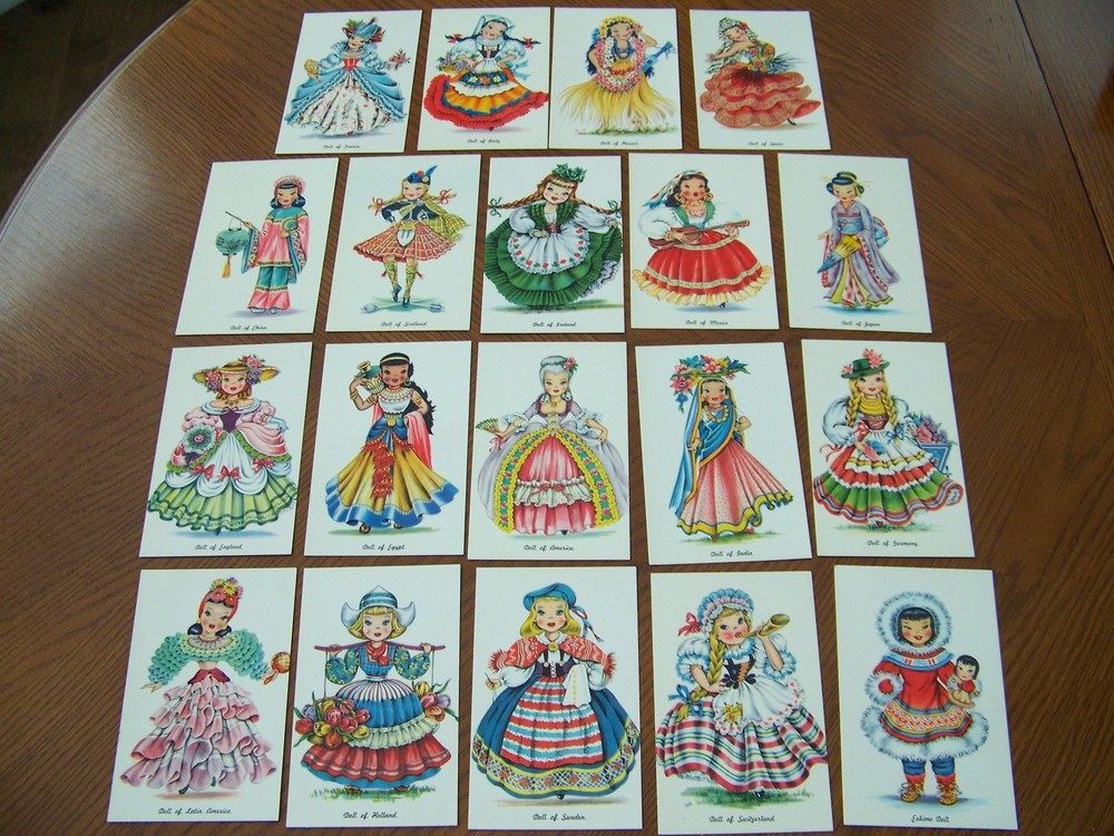 Dolls of Many Lands Postcard Lot of 19 China India Japan England Ireland Spain +