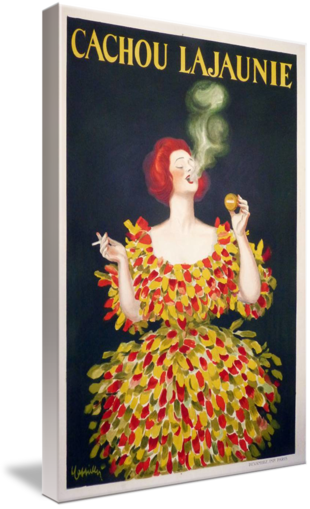Vintage Cappiello Cachou Lajaunie Advertisement Canvas Art - Retro French Poster Print for Home or Office Décor