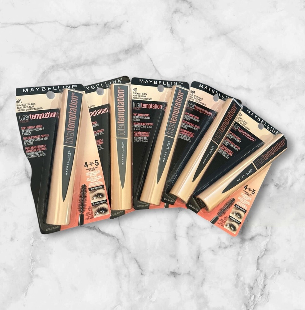 Maybelline Total Temptation Washable Mascara 601 Blackest Black 5-Pack