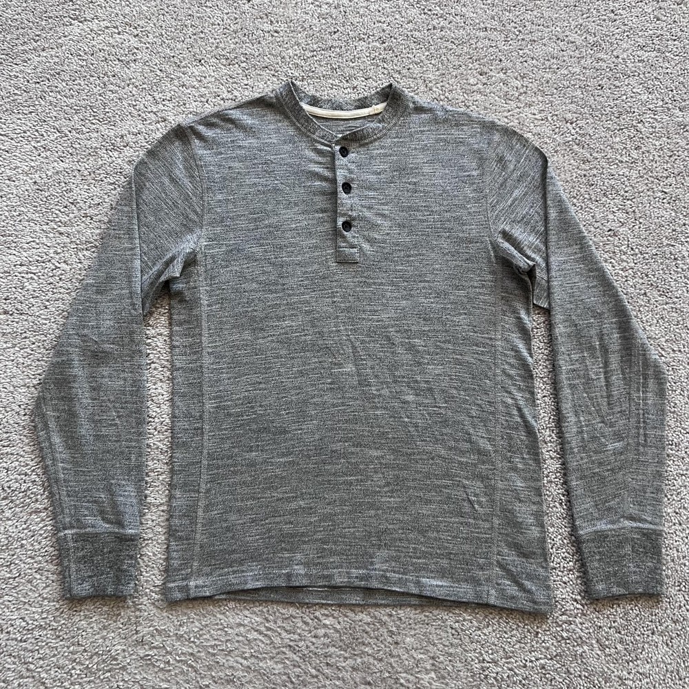 Rag & Bone Standard Issue Henley Shirt Mens Small Gray Long Sleeve Knit
