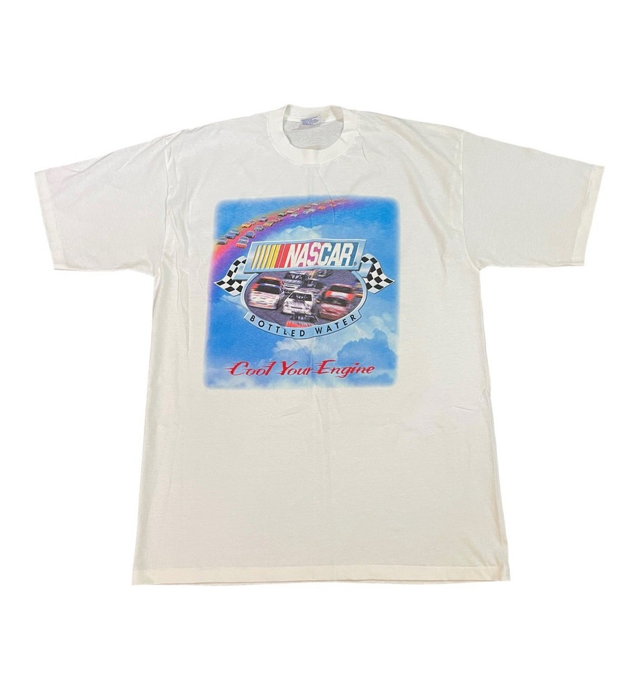 Vintage 90s NASCAR Bottled Water “Cool Your Engine” T Shirt Size XL Deadstock