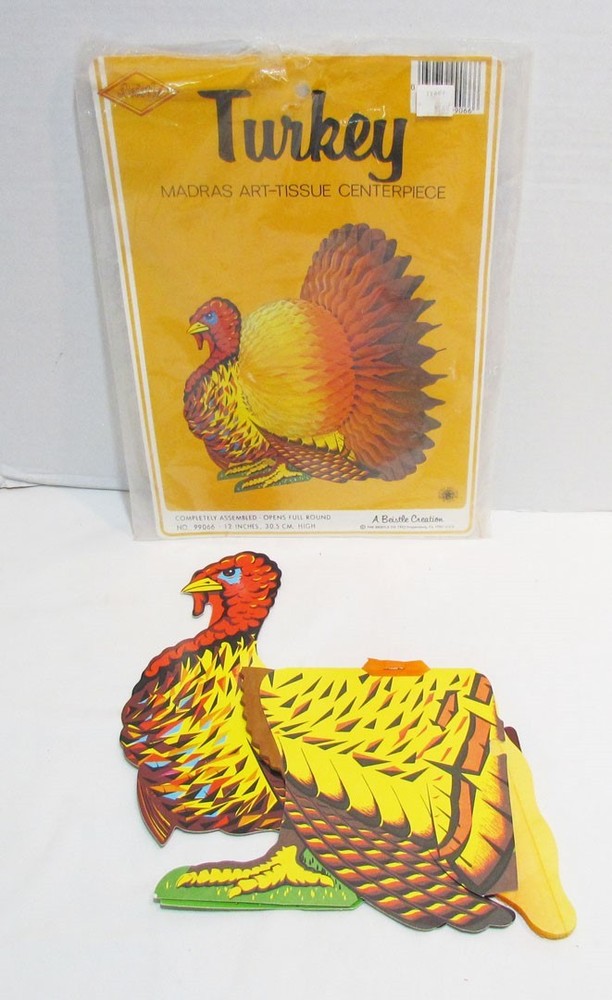 Beistle Thanksgiving Turkey Honeycomb Centerpiece 1983 Vintage W/ Orig. Package