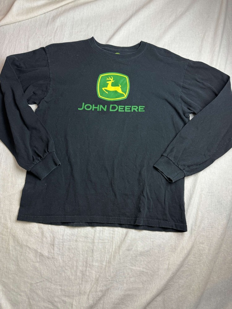 John Deere T-Shirt Mens L Black Long Sleeve Gorpcore Workwear Country Americana
