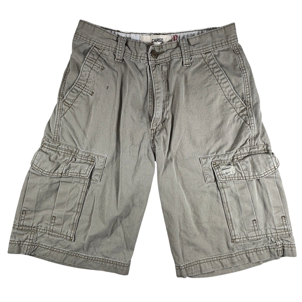 Vintage Levi's Cargo Shorts Mens 28 Green Pockets Workwear Y2K Utility 00s Baggy