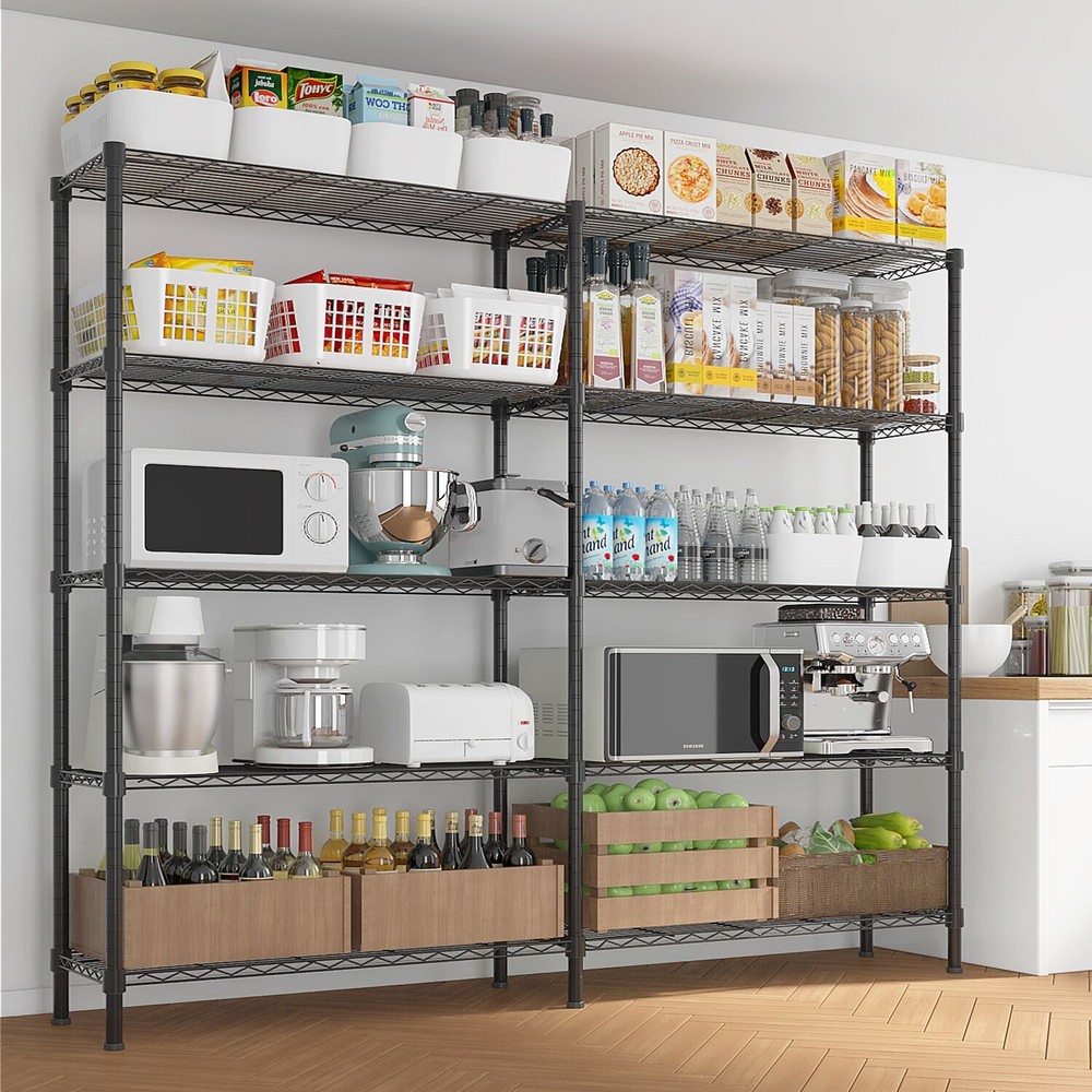 58 Inch Adjustable Wire Shelving Unit 1500LB Heavy Duty 5 Tier For Storage Rack