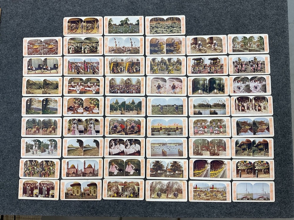 51 Antique Orange World Series Stereoview Cards Japan Hawaii Philippines