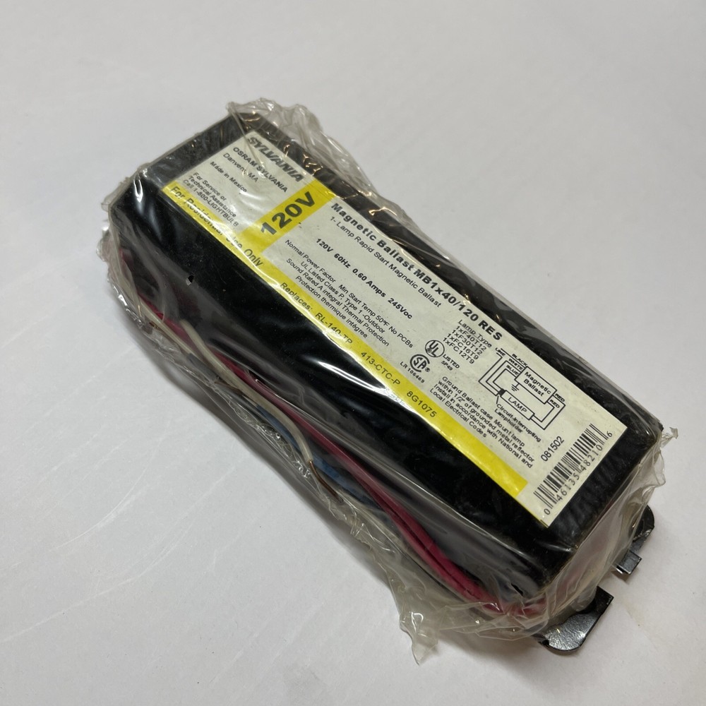 120V Sylvania MB1X40/120RS Ballast F40T120 RES (1) F40T12, F30T12, FC16T9,FC12T9