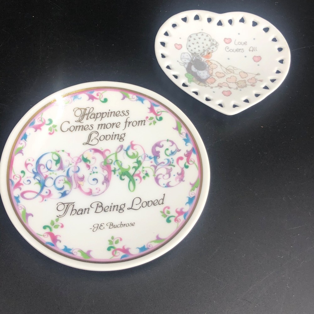 1993 Precious Moments Love Trinket Covered Dish & Enesco Love Trinket Dish