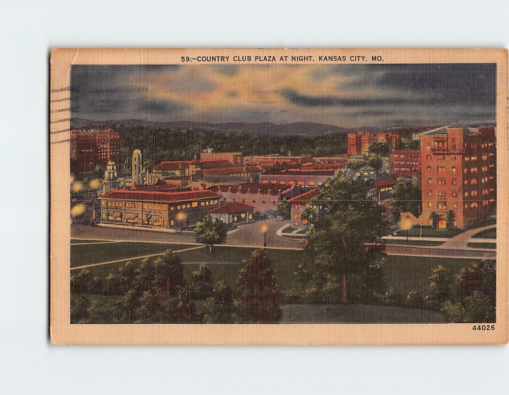 Postcard Country Club Plaza at Night Kansas City Missouri USA
