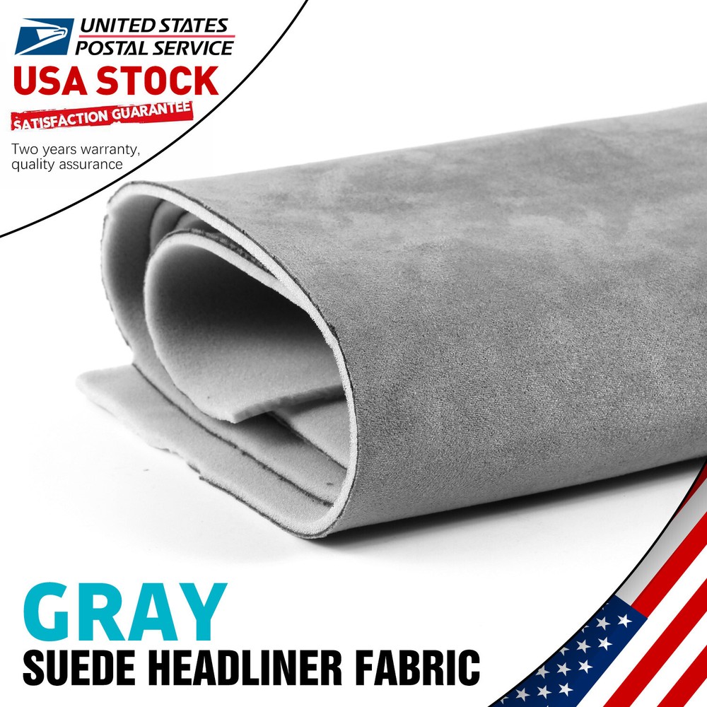 Suede L-Gray Headliner Fabric 98x60 Car Ceiling Upholstery Material
