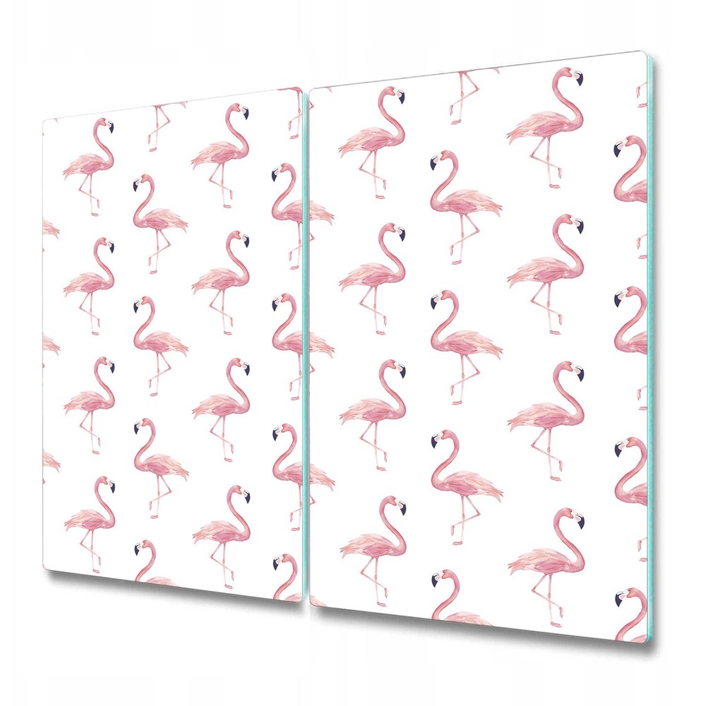 Glass Chopping Serving Board Worktop Saver Flamingo Simple Watercolour 2x30x52
