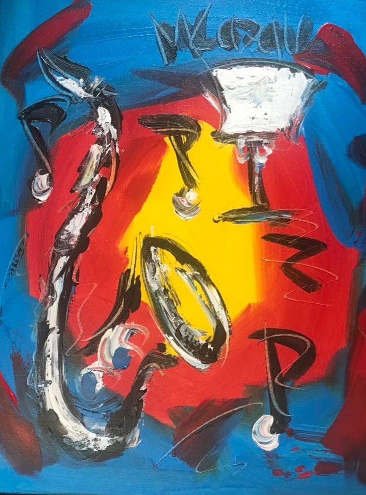 Mark Kazav SAXOPHONE  Original oil painting stretched ERGWh8gh7