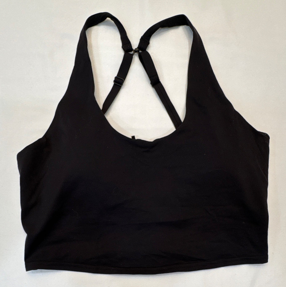 prAna Womens Sz L Black High Support Racerback Sports Bra Adjustable Strap EUC