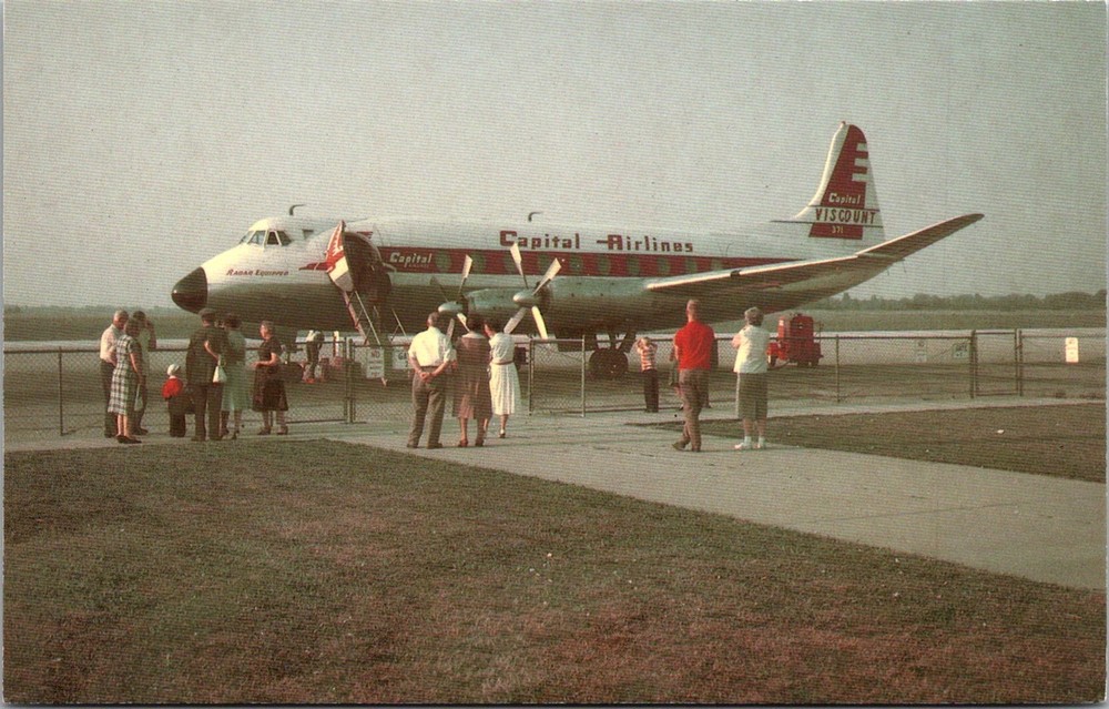 Dr Jim Stamps Postcard Capital Airlines Viscount 745D Aircraft