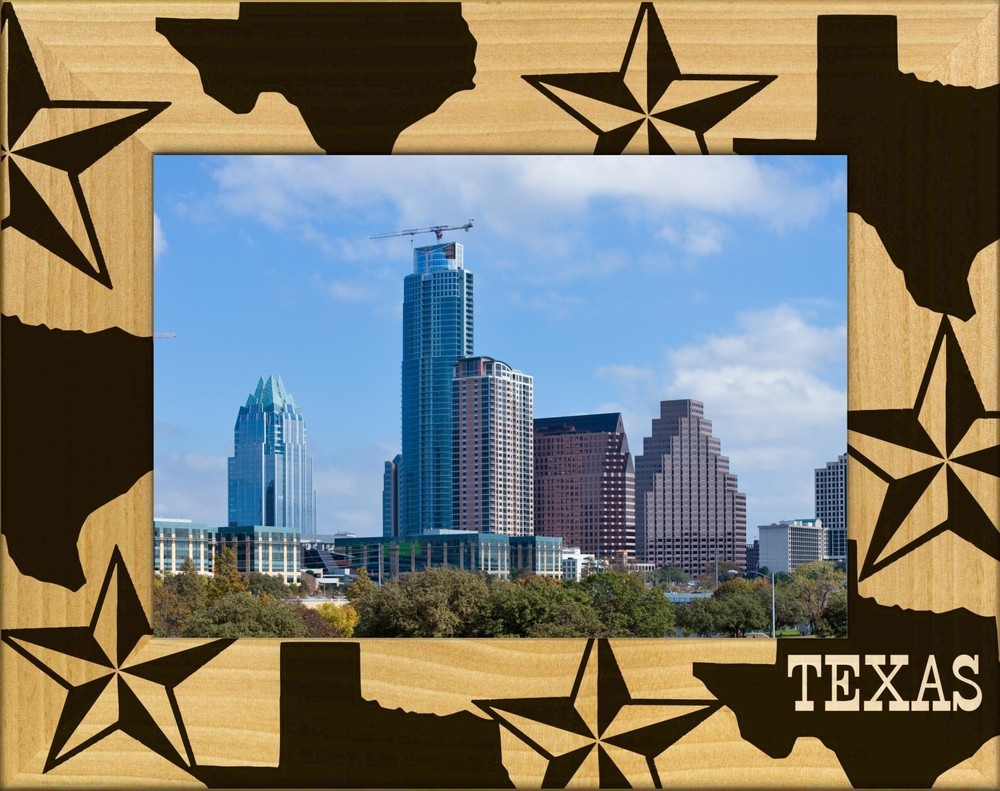 Texas Laser Engraved Wood Picture Frame Landscape (4 x 6)