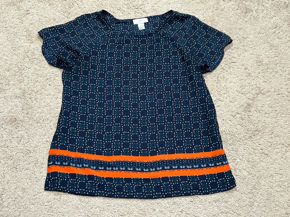 Loft Womens Shirt Size Small Multicolor Print Classic Dressy Flowy Comfort