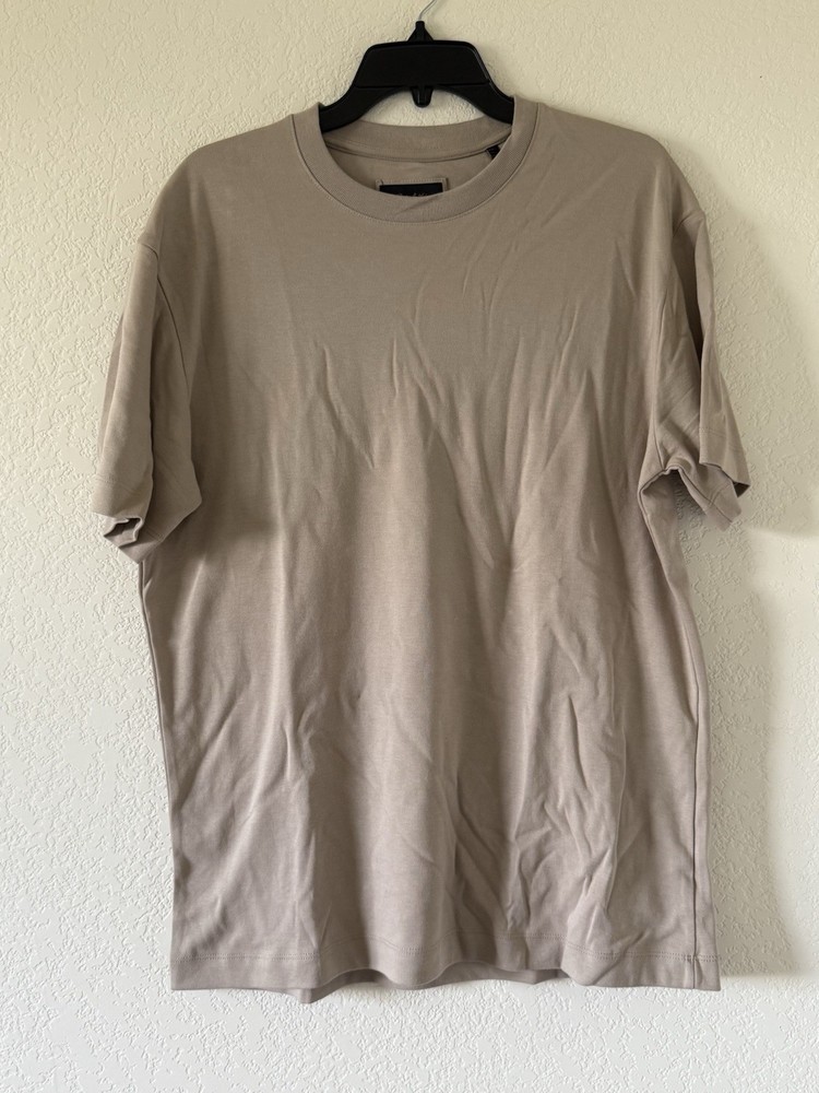 Porter & Ash Shirt Mens Large Luxury Essentials Light Brown Crew 100% Cotton