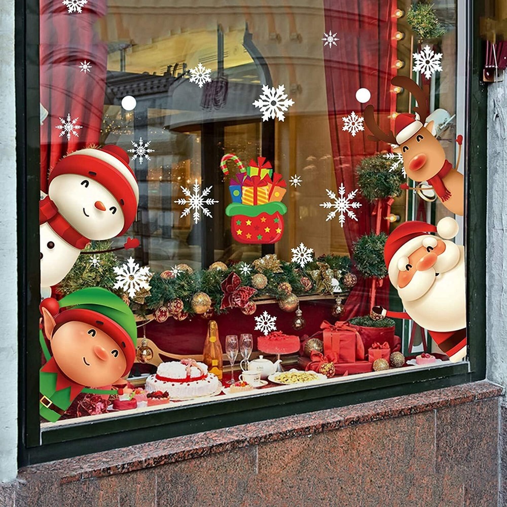 XIMISHOP 82PCS Christmas Snowflake Window Clings Stickers for Multicolor