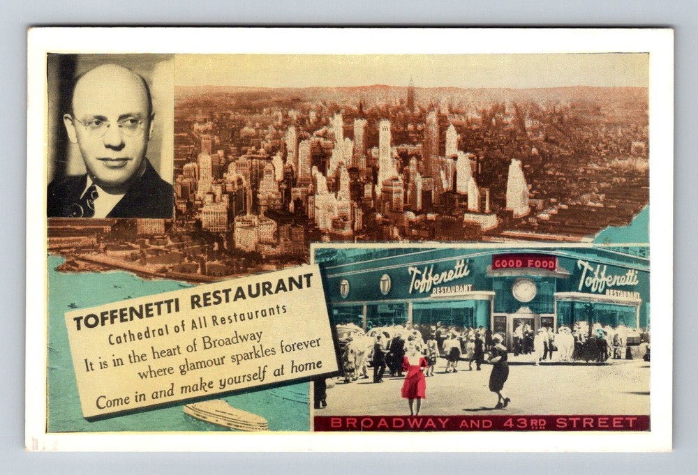 New York NY-New York Toffenetti Restaurant Broadway 43rd Street Vintage Postcard