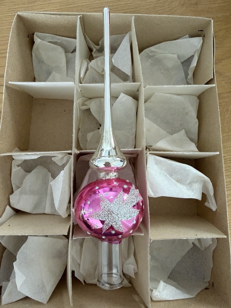 Vintage Small Mica Glass Christmas Tree Topper Ornament (No Box )