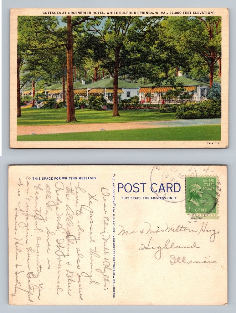 White Sulphur Springs, West Virginia, Greenbrier Cottages c1951 Vintage Postcard