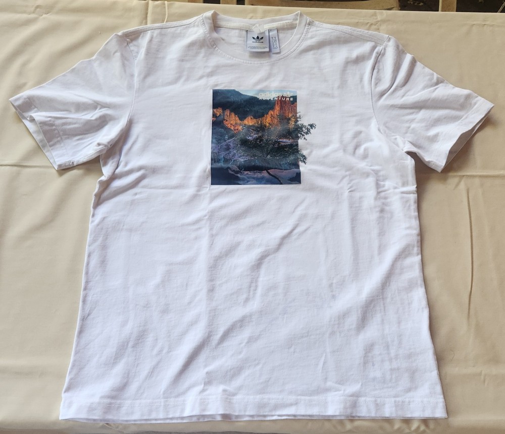 Adidas Adventure T Shirt Mountain Forest Scene Size M