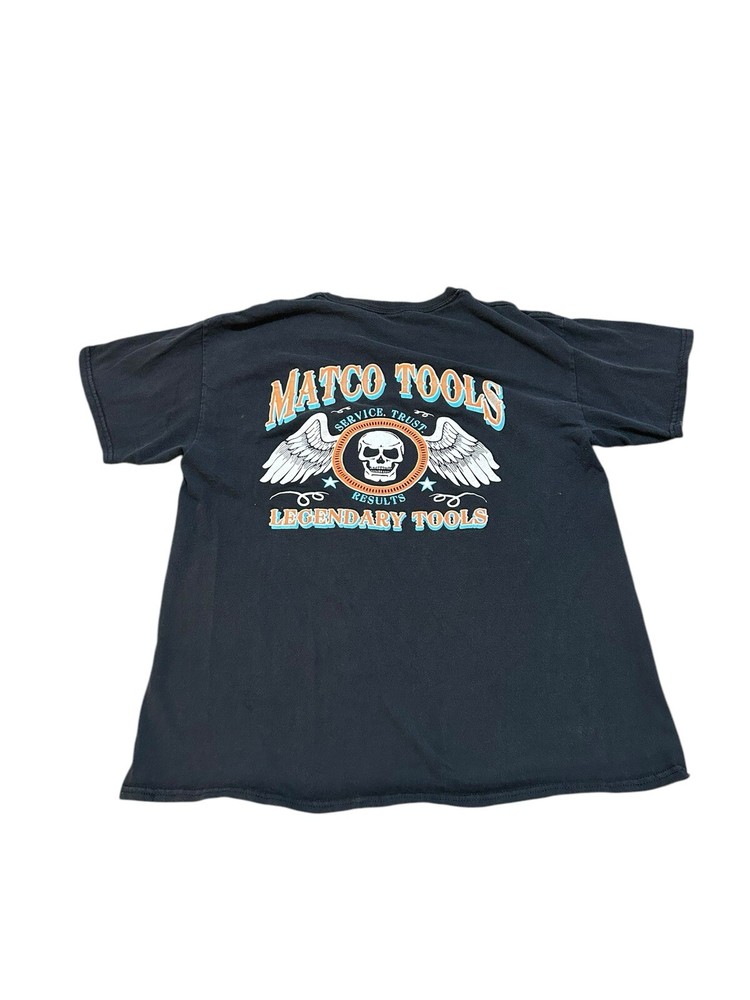 Vtg Matco Tools Skull Wings T-shirt Men’s M/L Black Short Sleeve Crew Neck