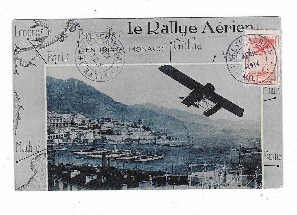 1914 Aerial Rally Monaco W/Poster Stamp