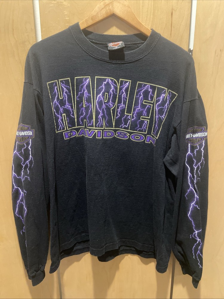Vintage Harley Davidson Lightning Long Sleeve 90’s T-Shirt Men’s L