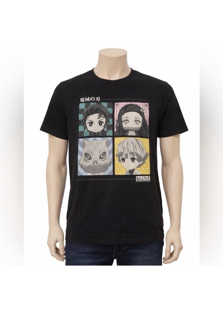 Demon Slayer Nendoroid Graphic Tee Shirt Mens M Black Anime Tanjiro Nezuko