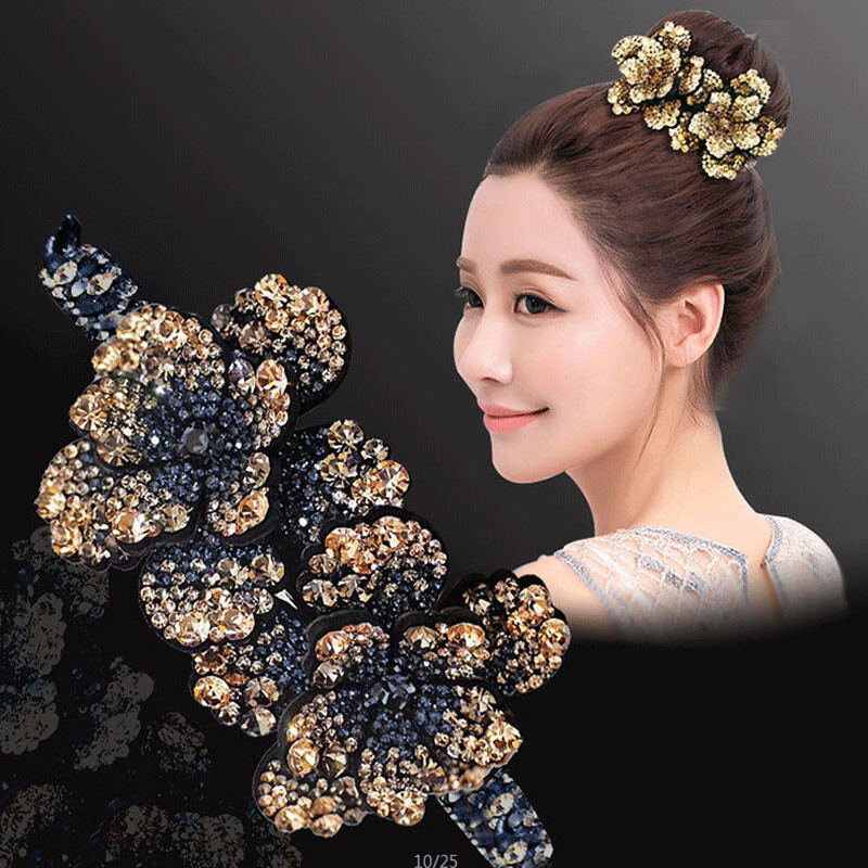 1PCS Fashion Retro Women Rhinestone Flower Hair Claws Hair Clip Accessories