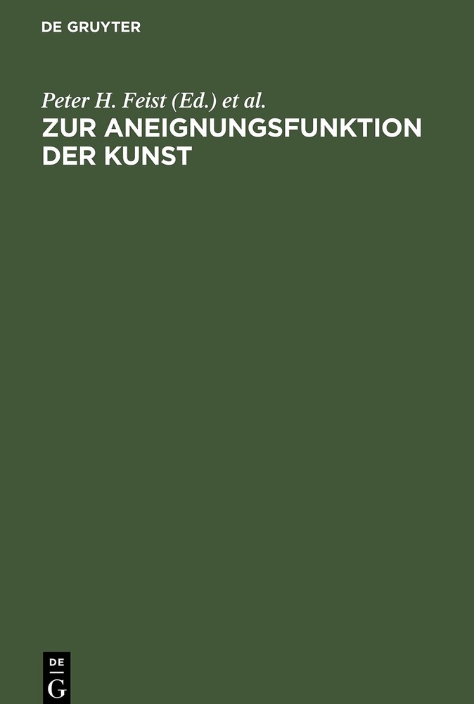 Zur Aneignungsfunktion der Kunst (Hardback)