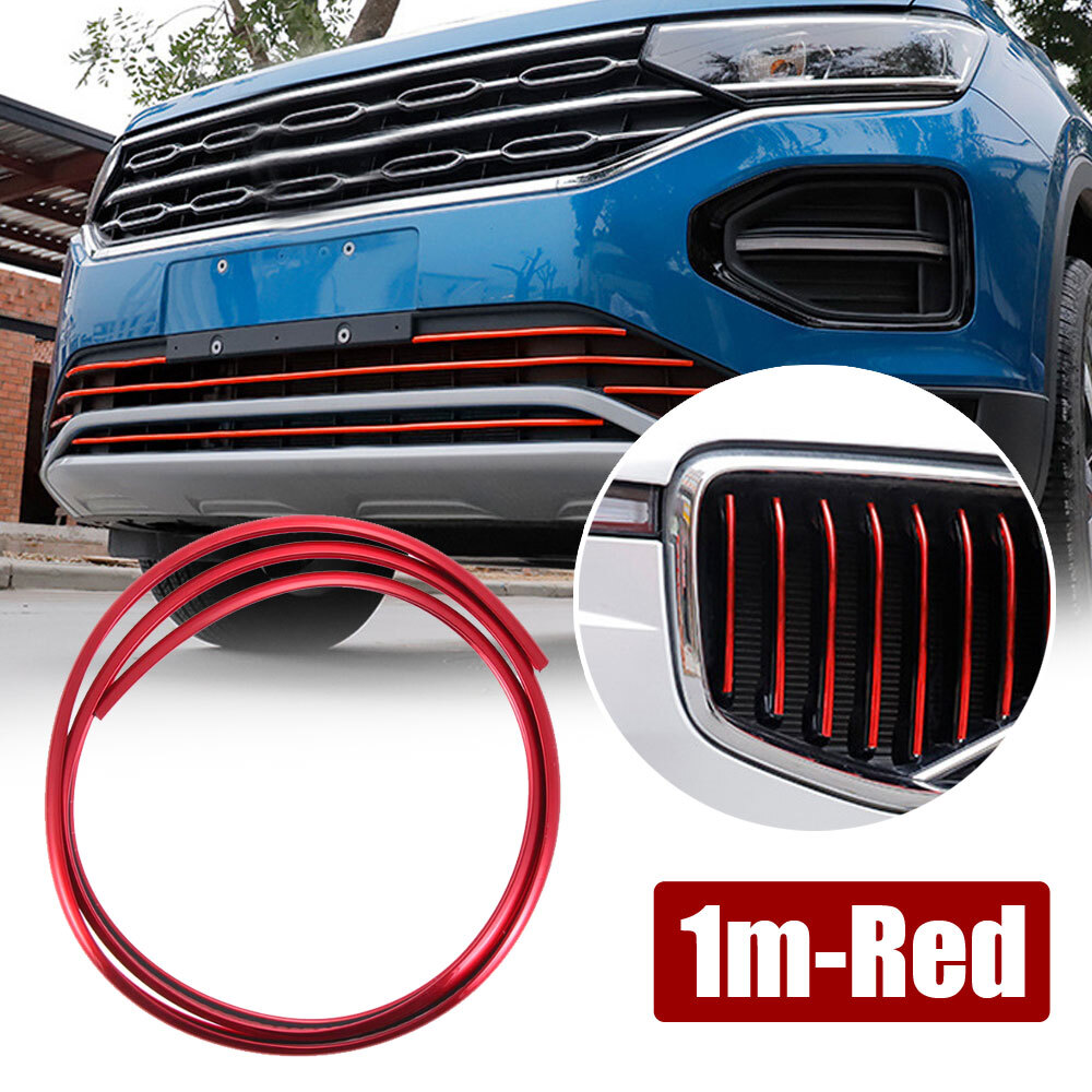 1m 1 Roll Grille Clip Car Chrome Protection Wheel Rim anti-Collision Strip Red