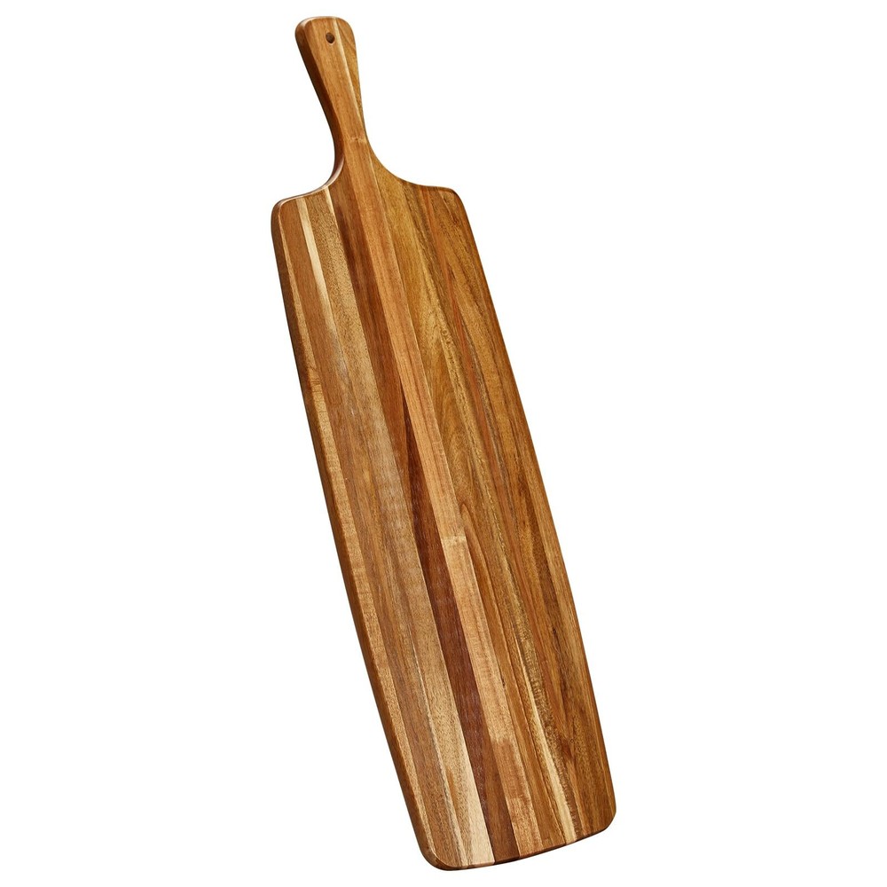 Acacia Wood Cutting Board and Large Charcuterie Board with Handle - Long Serv...-image