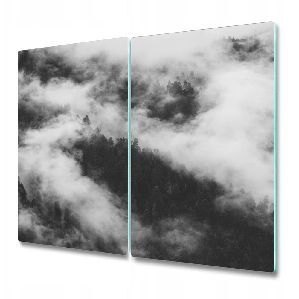 Glass Cutting Board Worktop Saver Foggy forest Tree Misty forest 2x30x52