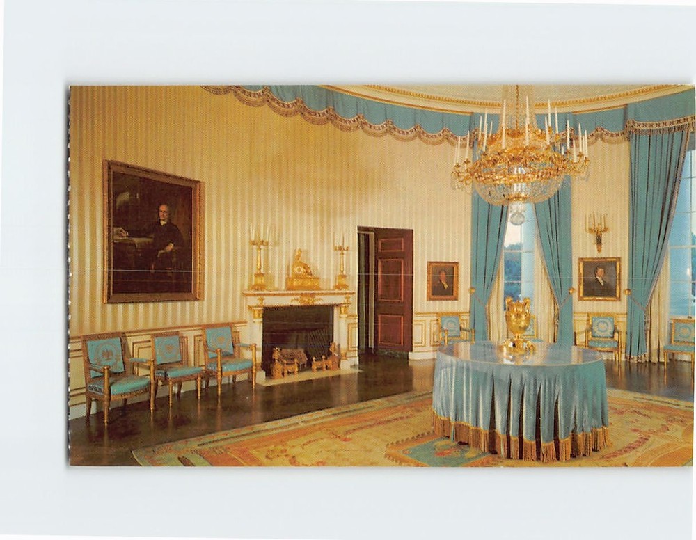 Postcard Blue Room White House Washington DC USA