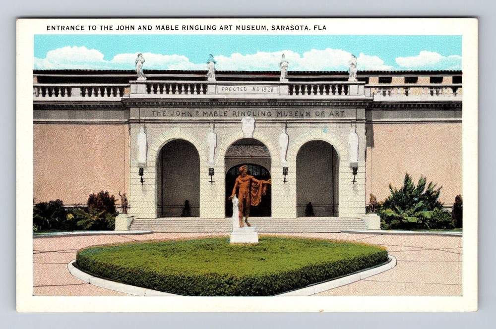 Sarasota FL-Florida John Mable Ringling Art Museum Entrance Vintage Postcard